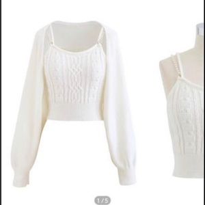 Cropped Braid Knit Cami Top and Sweater sleeveless